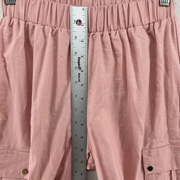 PrettyLittleThing Cargo Pants Women's Sz 2 Pink Pockets High-Rise Elastic Waist - Picture 4 of 13